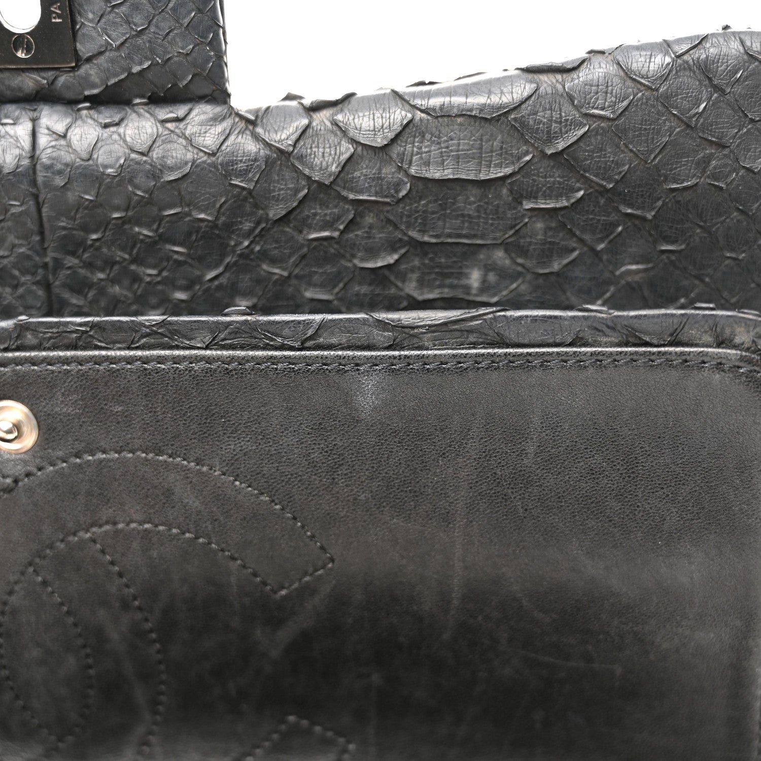 Chanel Snakeskin Jumbo Double Flap So Black 13 of 22