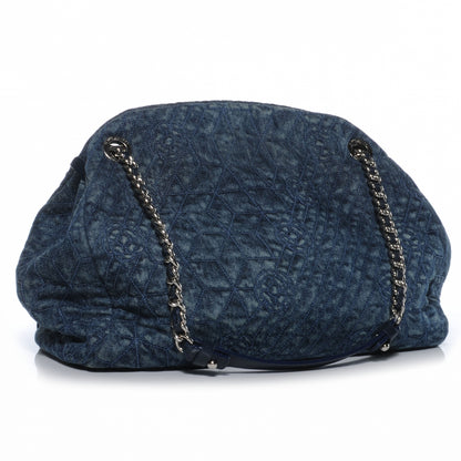 Chanel Denim Camellia Embroidered Large Just Mademoiselle Blue 3 of 7