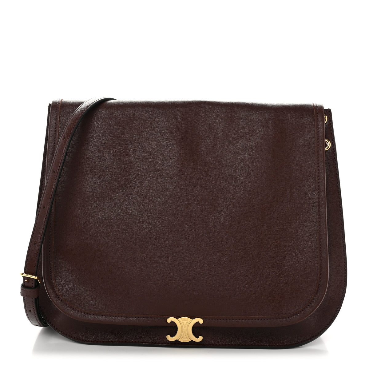 Celine Shiny Lambskin Soft Triomphe Besace Bag Brick 1 of 10