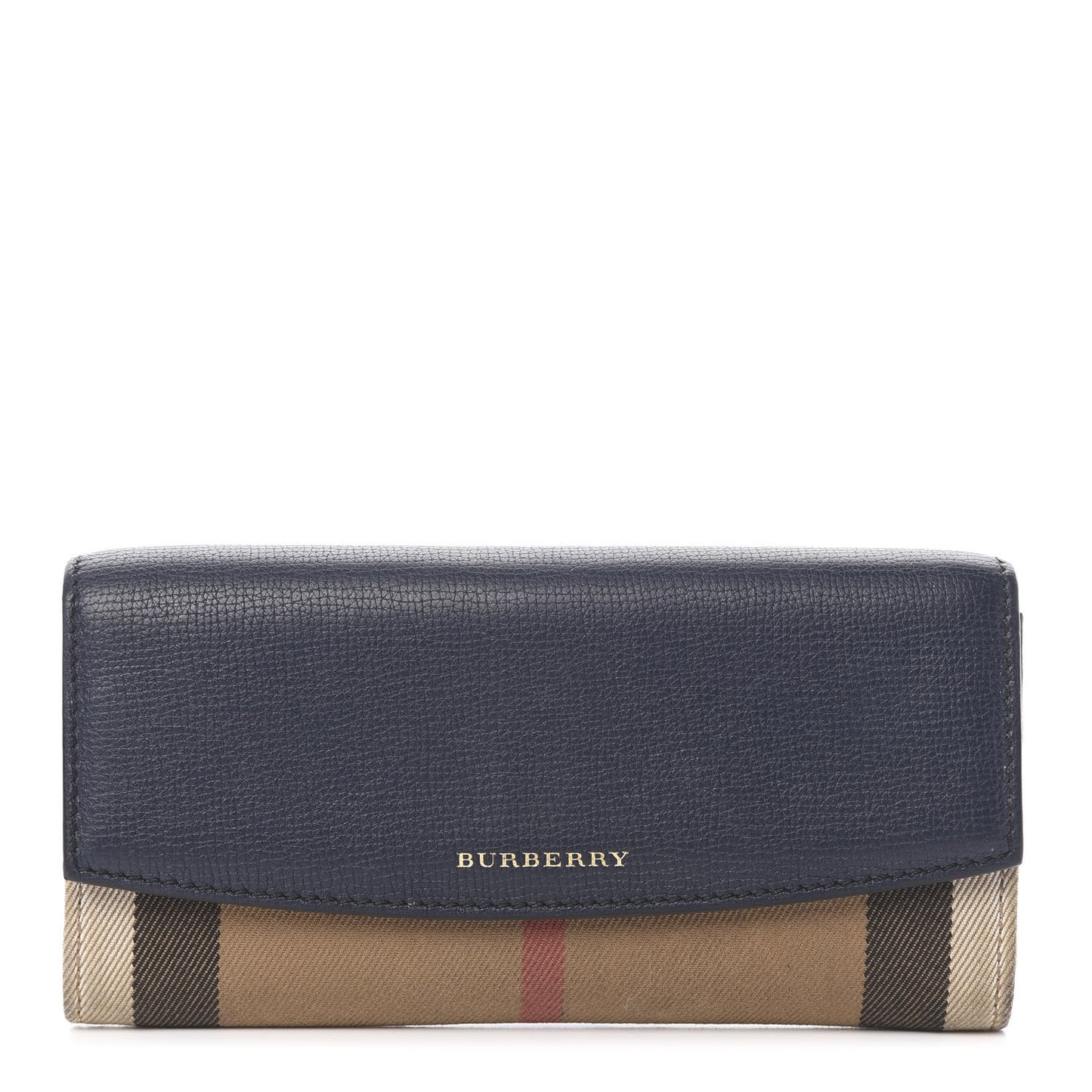 Calfskin House Check Continental Wallet Navy