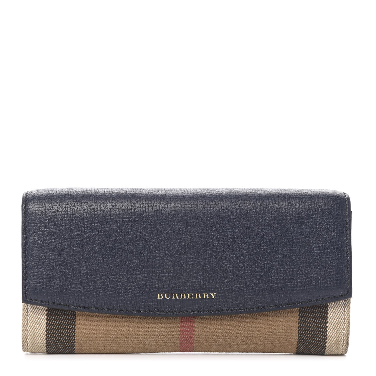 Burberry Calfskin House Check Continental Wallet Navy 1 of 11