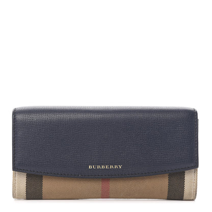 Burberry Calfskin House Check Continental Wallet Navy 1 of 11