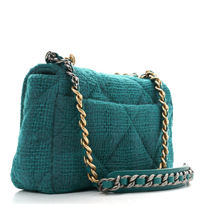 Chanel Tweed Quilted Medium Chanel 19 Flap Green 3 of 11