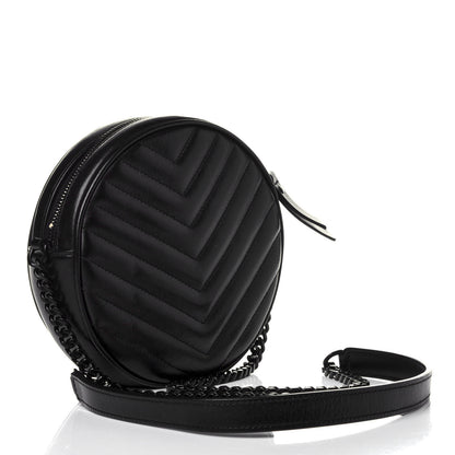 Saint Laurent Calfskin Matelasse Chevron Round Vinyle Camera Bag Black 2 of 10