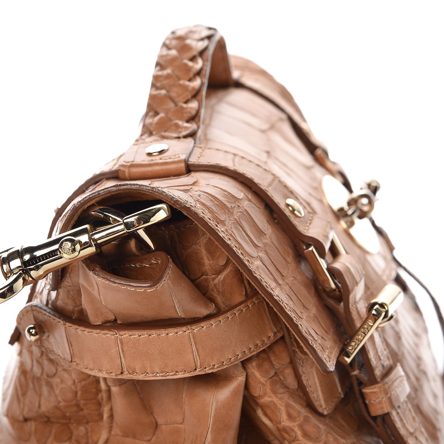 Calfskin Embossed Croc Medium Alexa Beige
