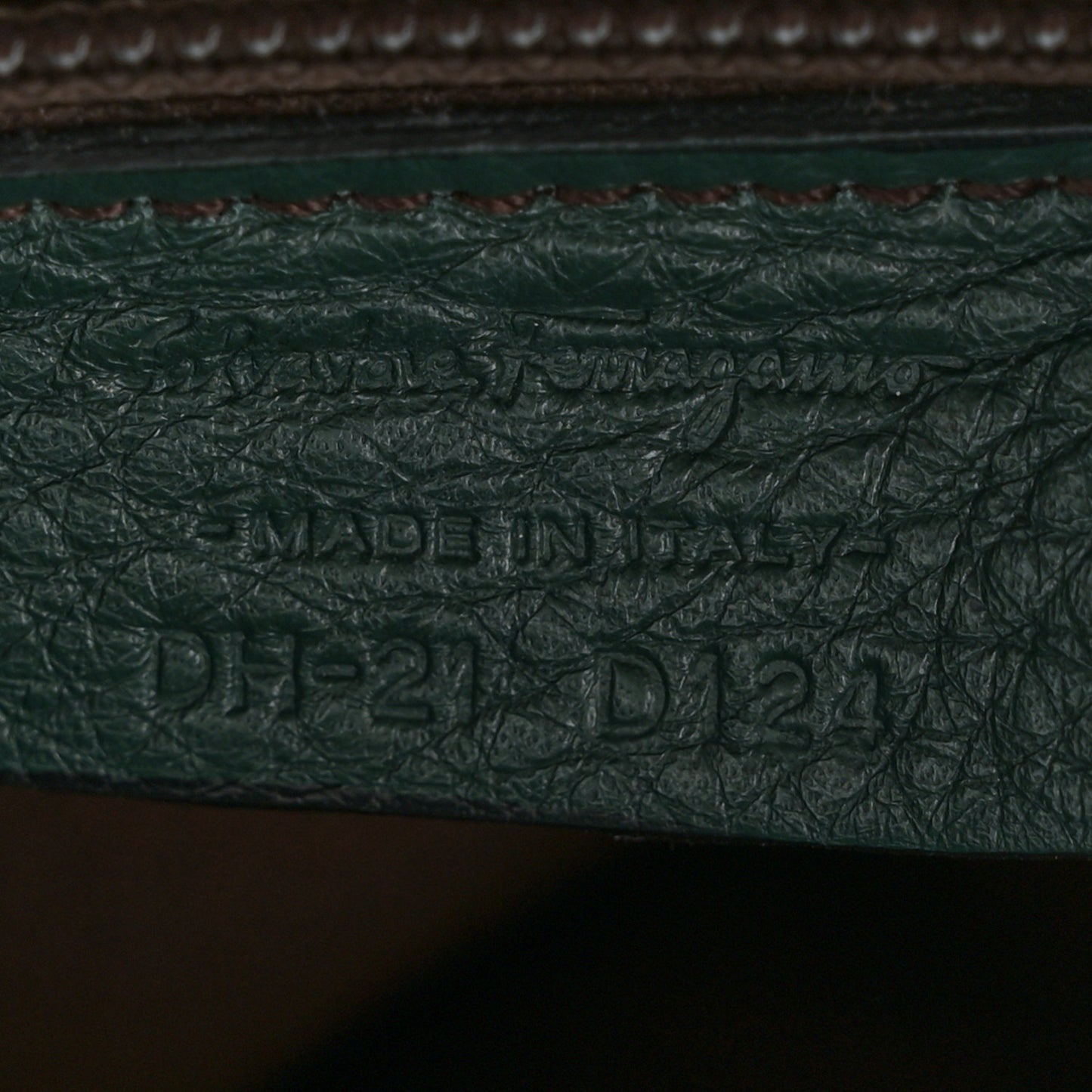 Grained Calfskin Gancini Shoulder Bag Dark Green
