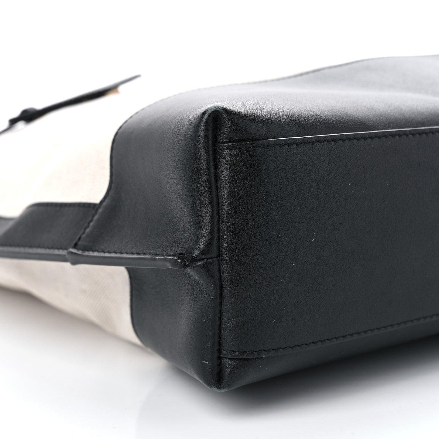 Canvas Calfskin Tag Hobo White Black