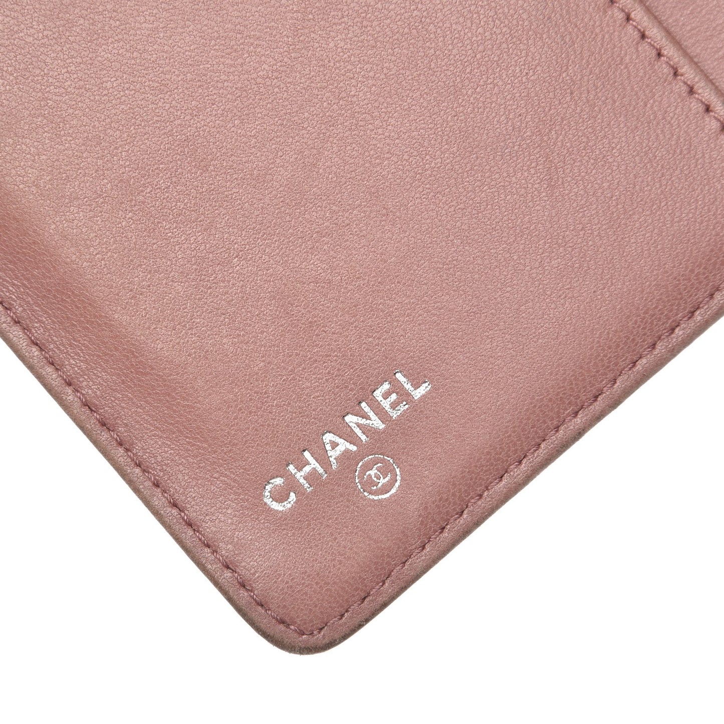 Lambskin Camellia Embossed Yen Wallet Black
