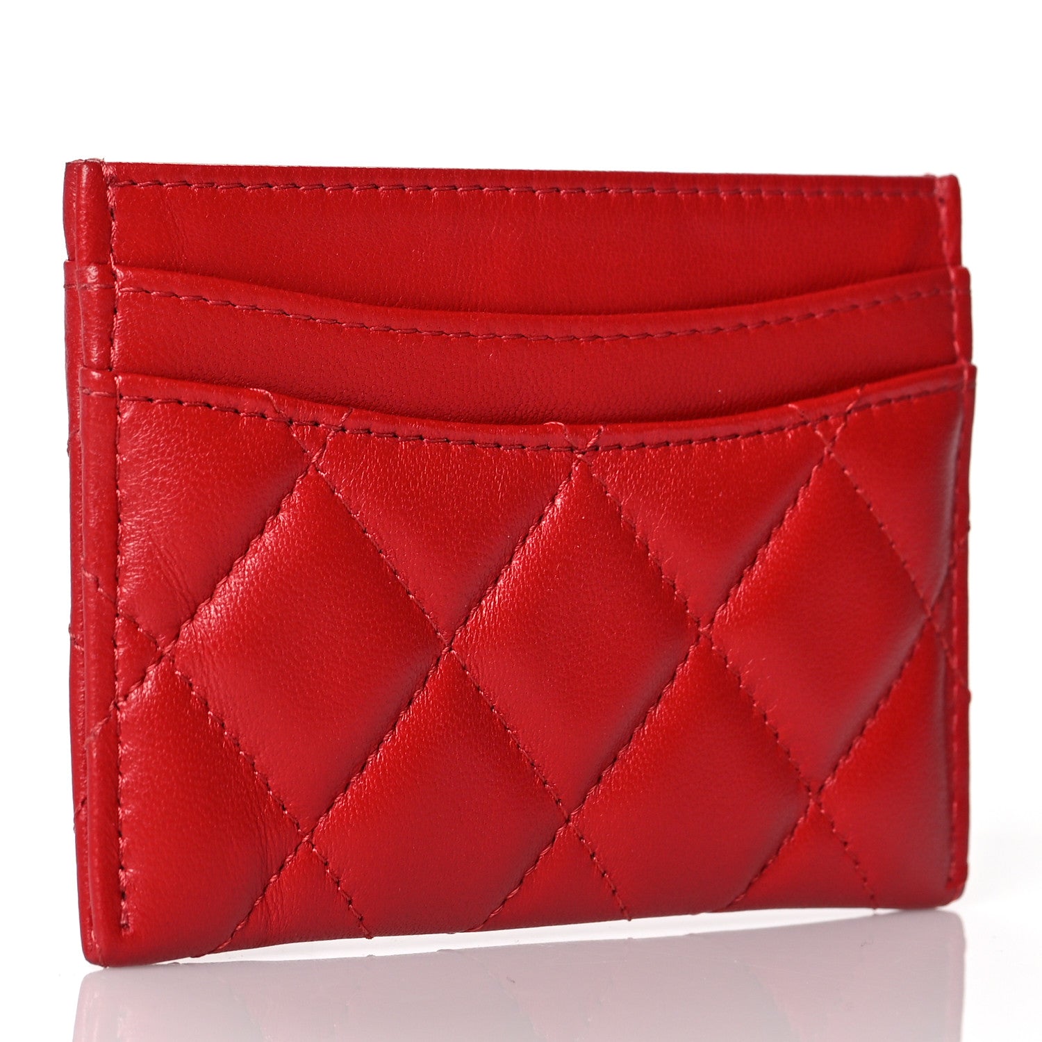 Chanel Lambskin Quilted Card Holder Red 3 of 11