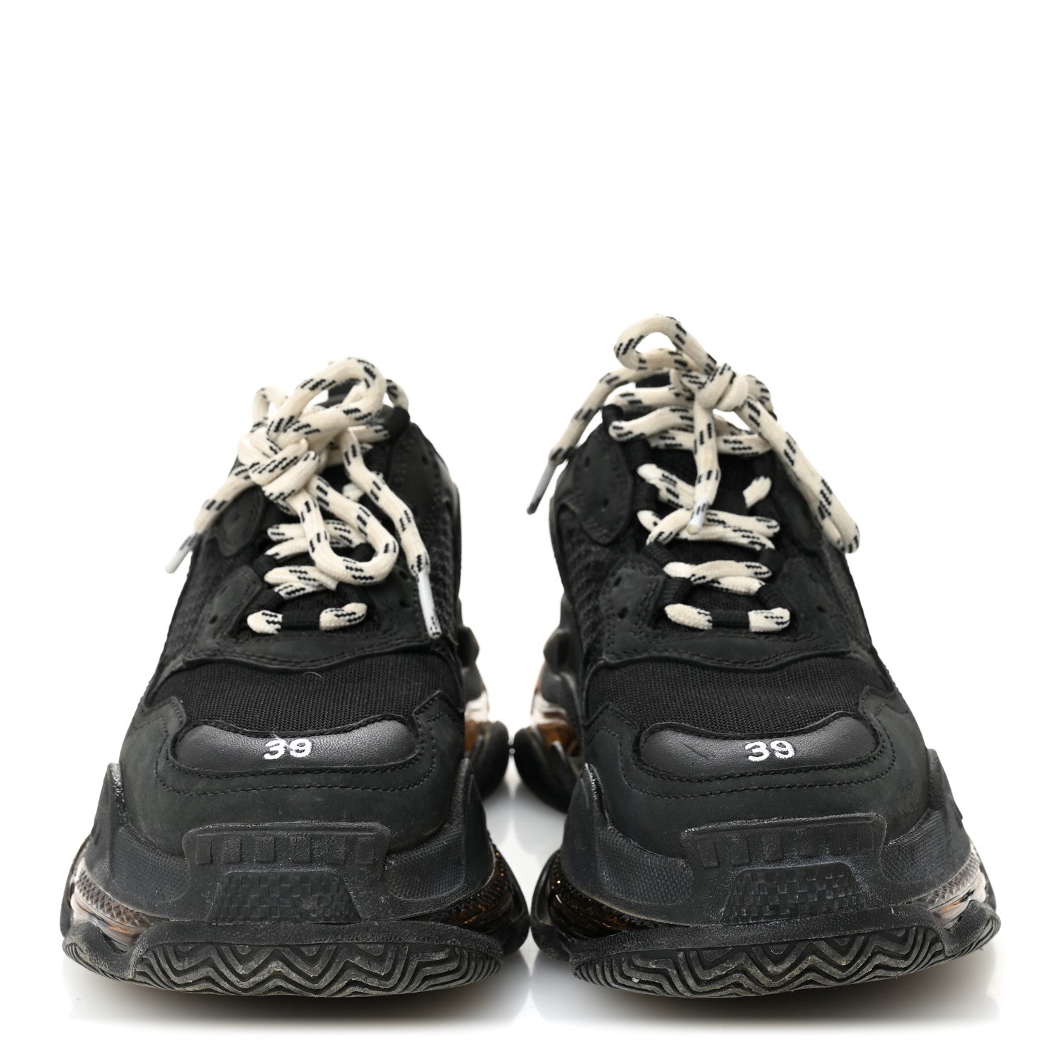 Balenciaga Fabric Mesh Womens Triple S Sneakers 39 Black 4 of 20