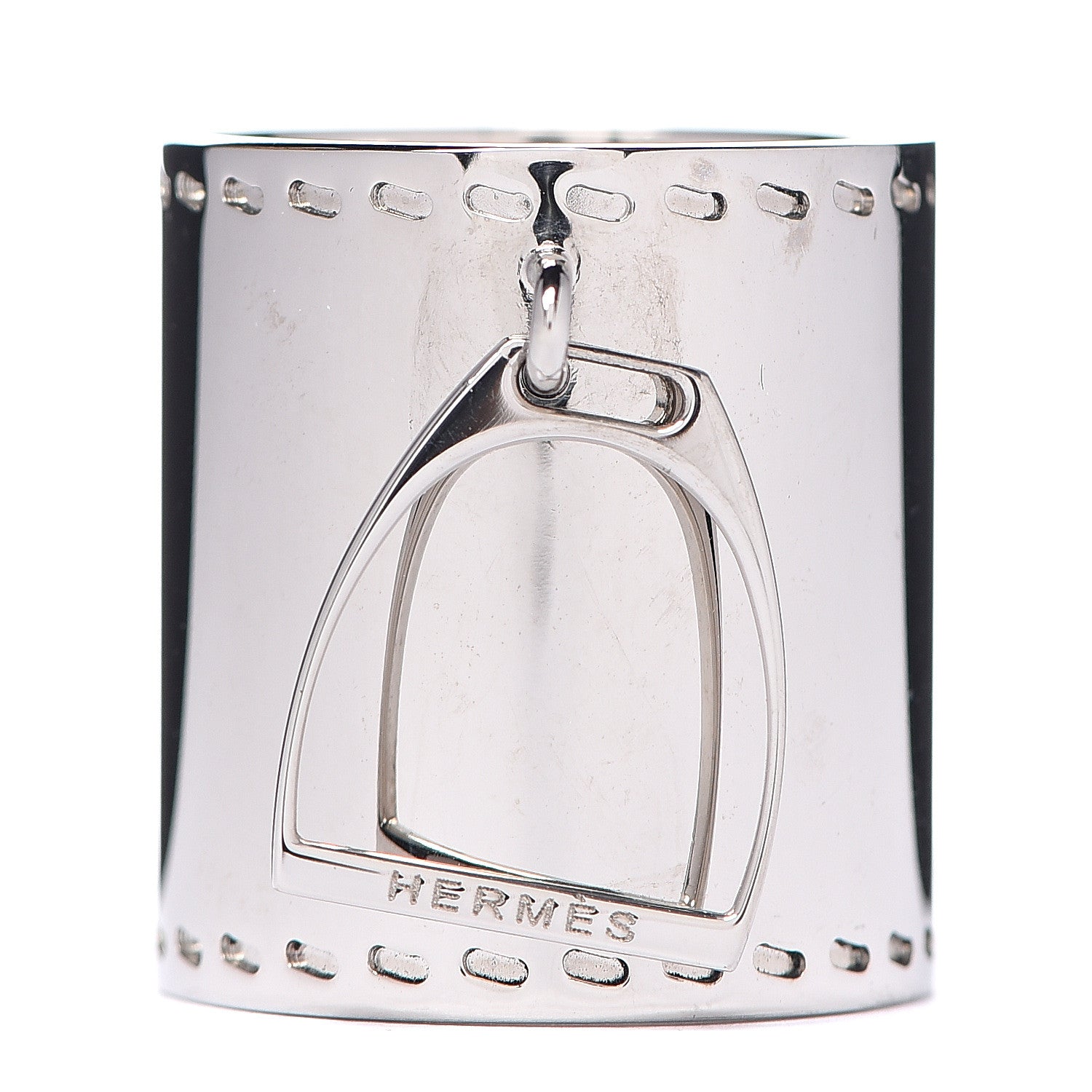 Hermes Palladium Etrier Charm Scarf Ring 1 of 3