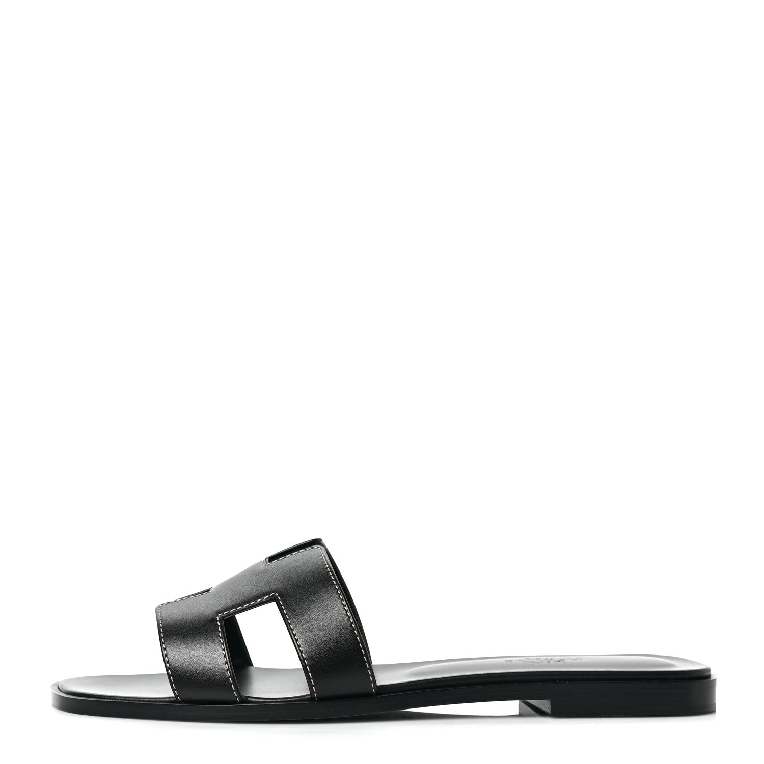 Hermes Box Calfskin Oran Sandals 38.5 Black 1 of 8