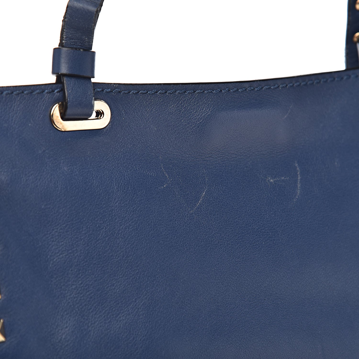 Valentino Garavani Vitello Small Rockstud Tote Indigo 8 of 12