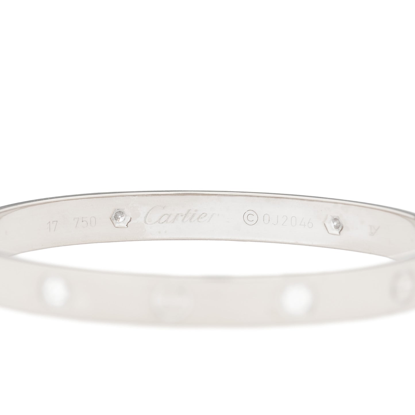 18K White Gold 4 Diamond LOVE Bracelet 17