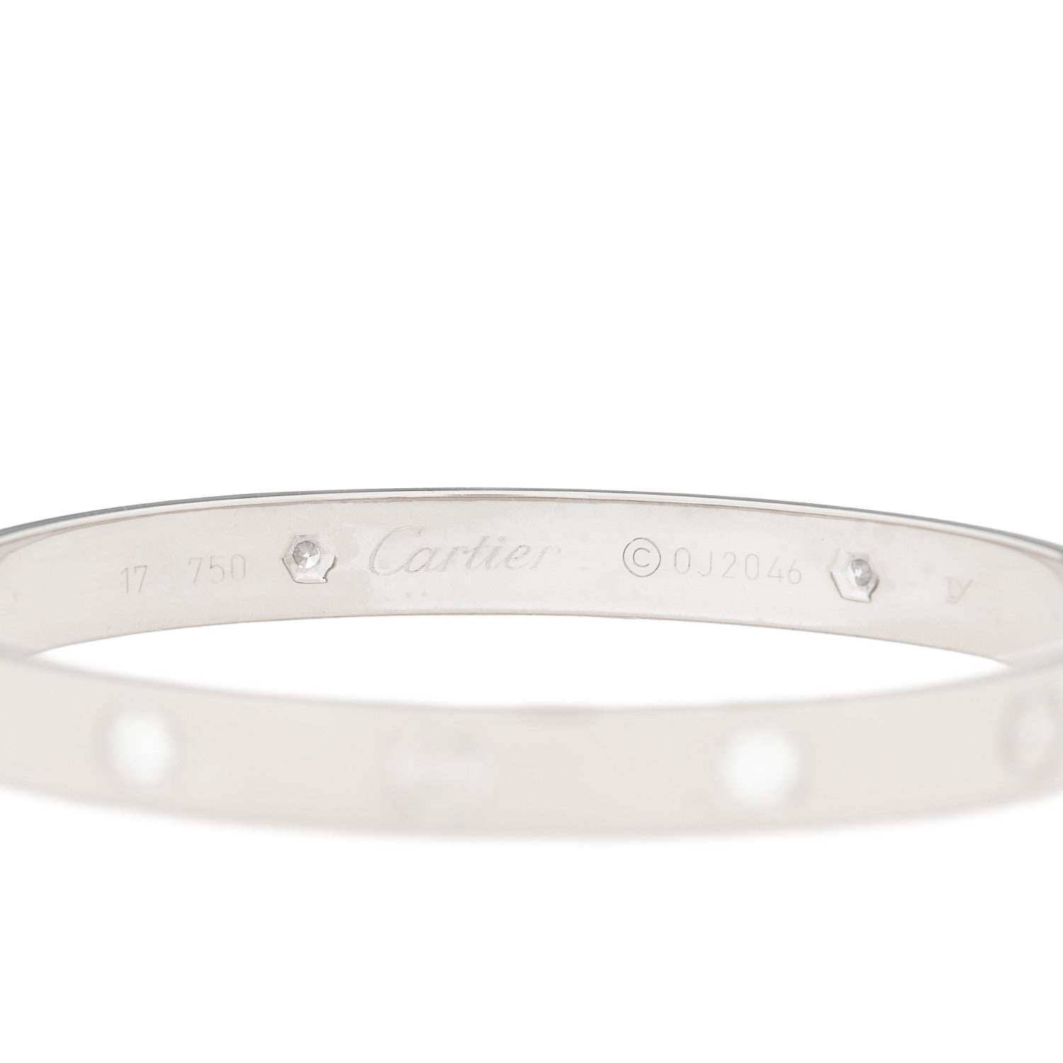Cartier 18K White Gold 4 Diamond LOVE Bracelet 17 3 of 4