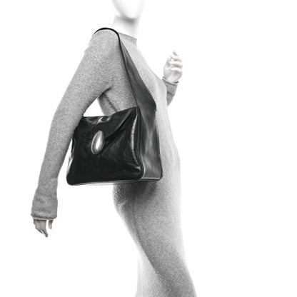 Alexander Wang Crackle Patent Calfskin Medium Dome Slouchy Hobo Black 2 of 9