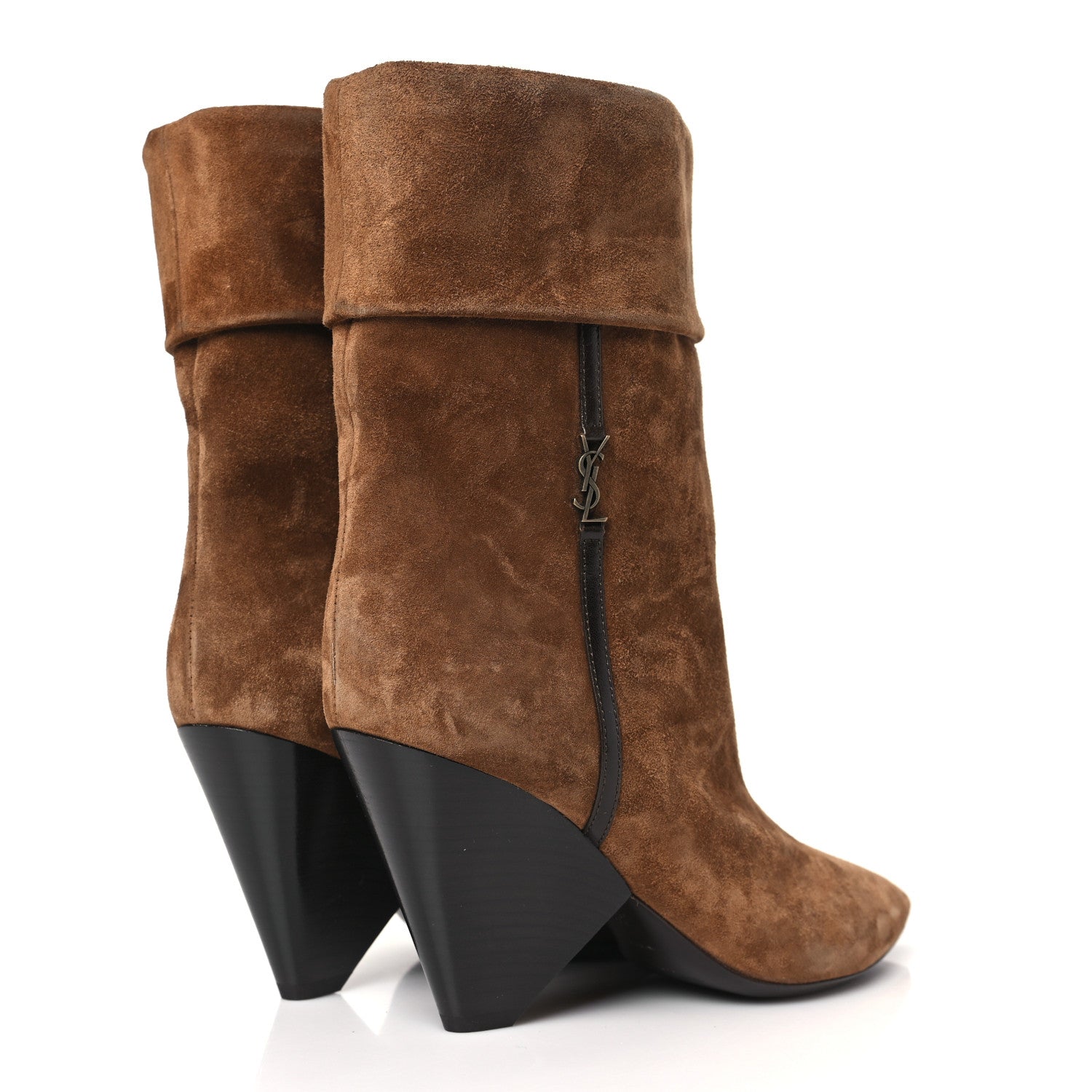 Saint Laurent Suede Liz 85 Wedge Booties 38 Brown 4 of 9
