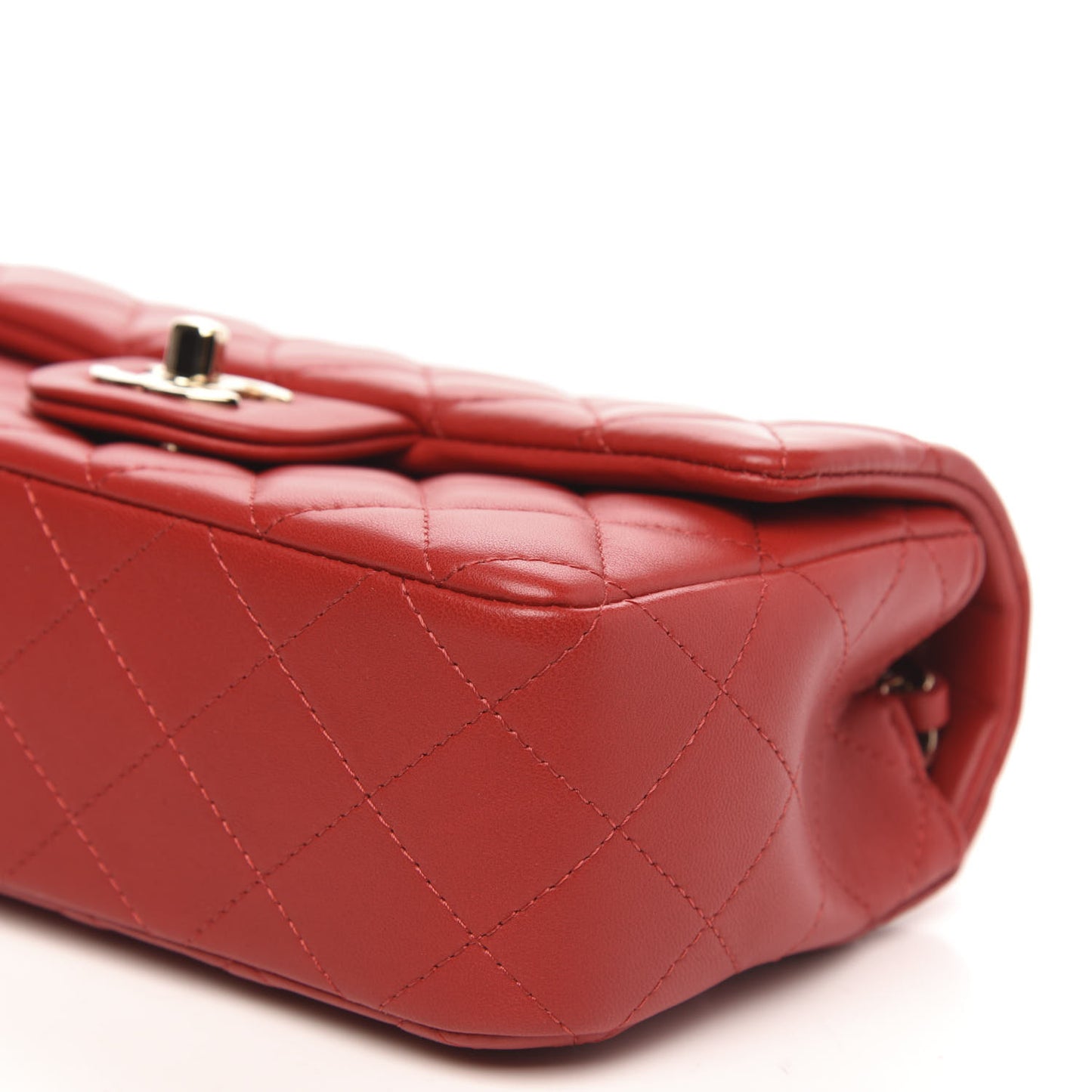 Lambskin Quilted Mini Rectangular Flap Red