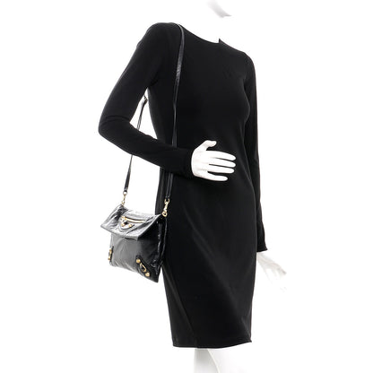 Balenciaga Agneau Giant 12 Gold Hardware Envelope Strap Clutch Black 2 of 7
