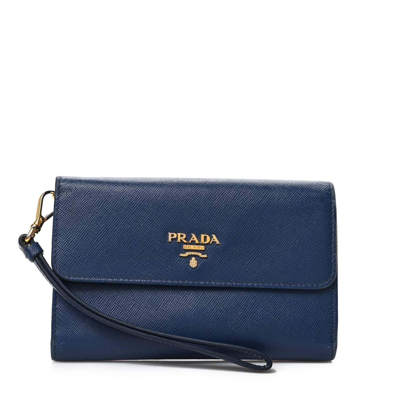 Prada Saffiano Wristlet Wallet Bleuette 1 of 7
