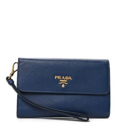 Prada Saffiano Wristlet Wallet Bleuette 1 of 7