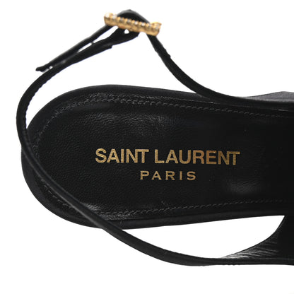 Saint Laurent Crepe Satin Feathered Blanco Sandals 39 Black 8 of 9