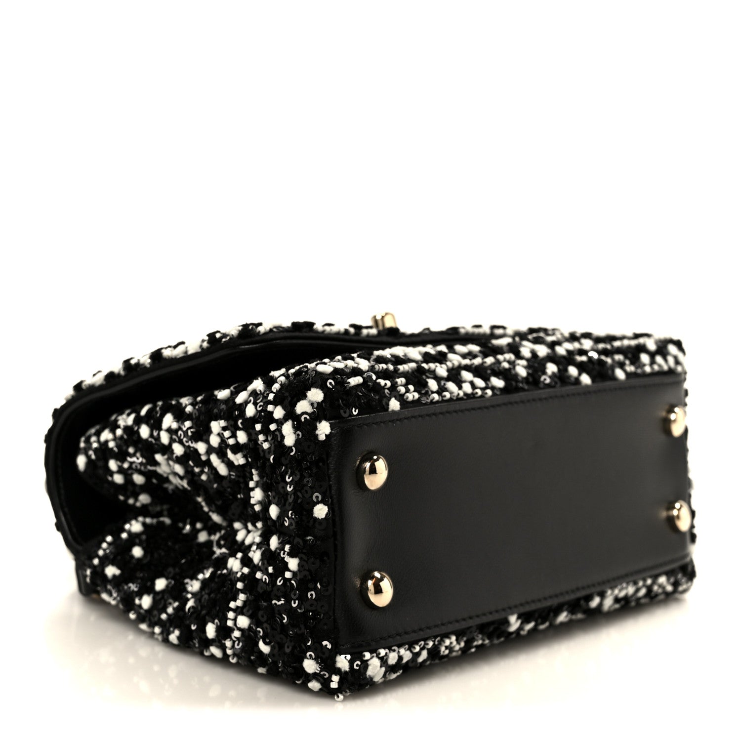 Chanel Lambskin Sequin Beaded Extra Mini Coco Handle Flap Black White 4 of 12
