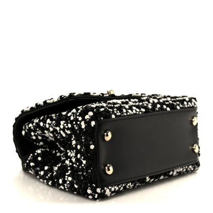Chanel Lambskin Sequin Beaded Extra Mini Coco Handle Flap Black White 4 of 12