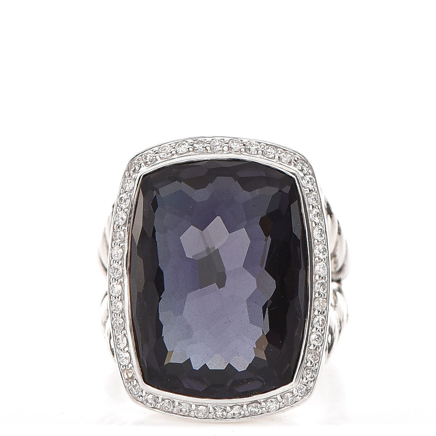 Sterling Silver Diamond Black Orchid 20mm Albion Ring 54 7