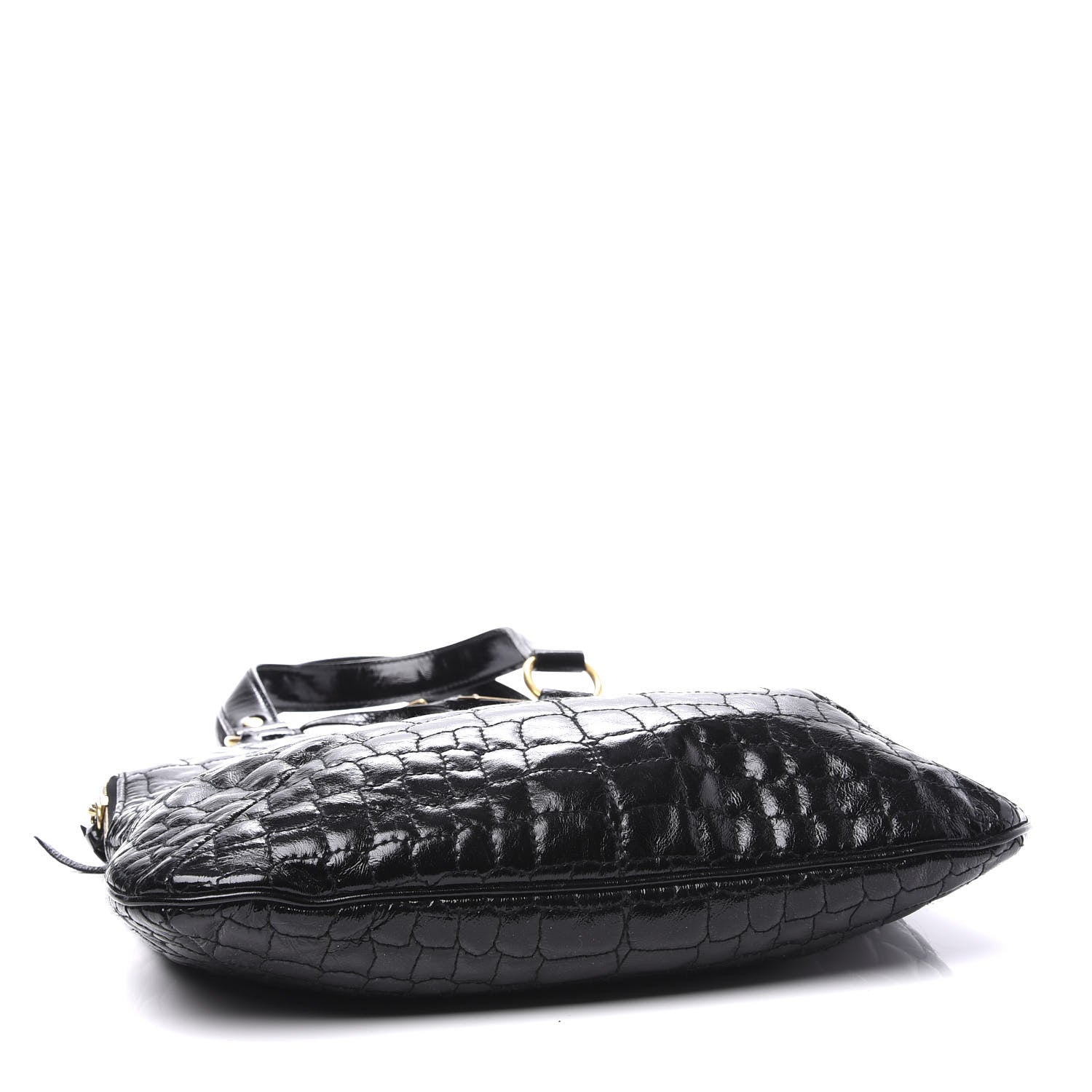 Saint Laurent Patent Crocodile Embossed Tribute Tote Black 3 of 10