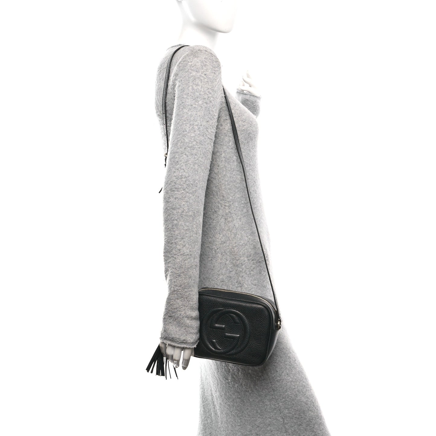 Pebbled Calfskin Small Soho Disco Bag Black