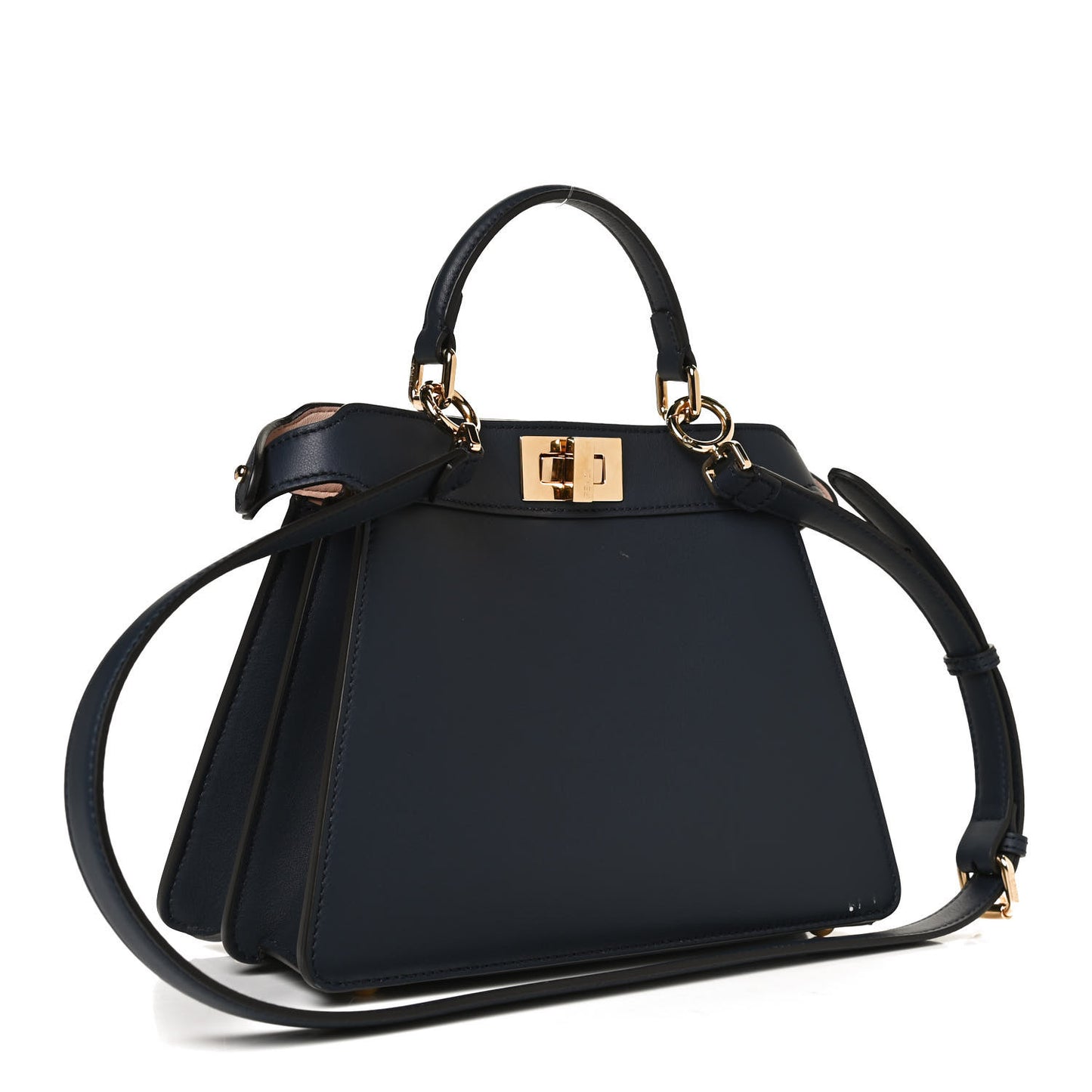 Vitello Seta Nappa Bi-Color Small Peekaboo I SEE U Satchel Midnight Light Rose Sand