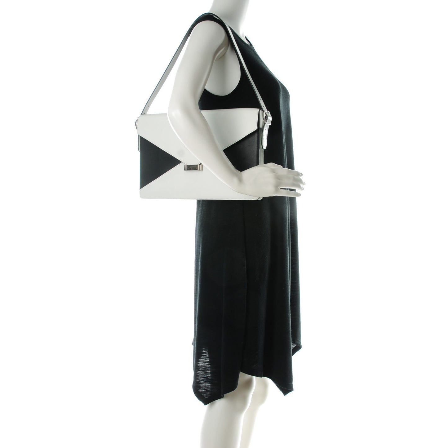 Spazzolato Calfskin Medium Diamond Shoulder Bag White Black