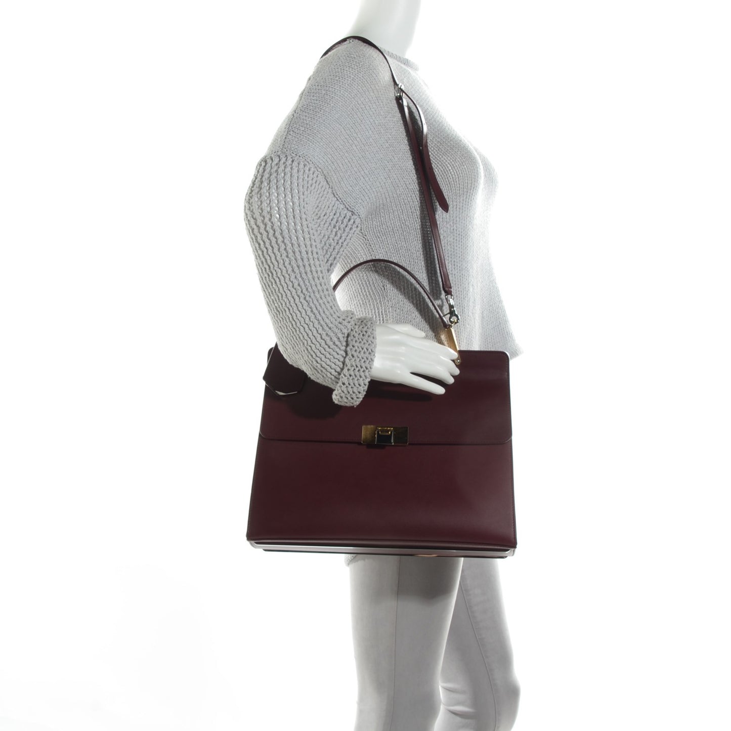 Smooth Calfskin Le Dix M Cartable Shoulder Bag Aubergine