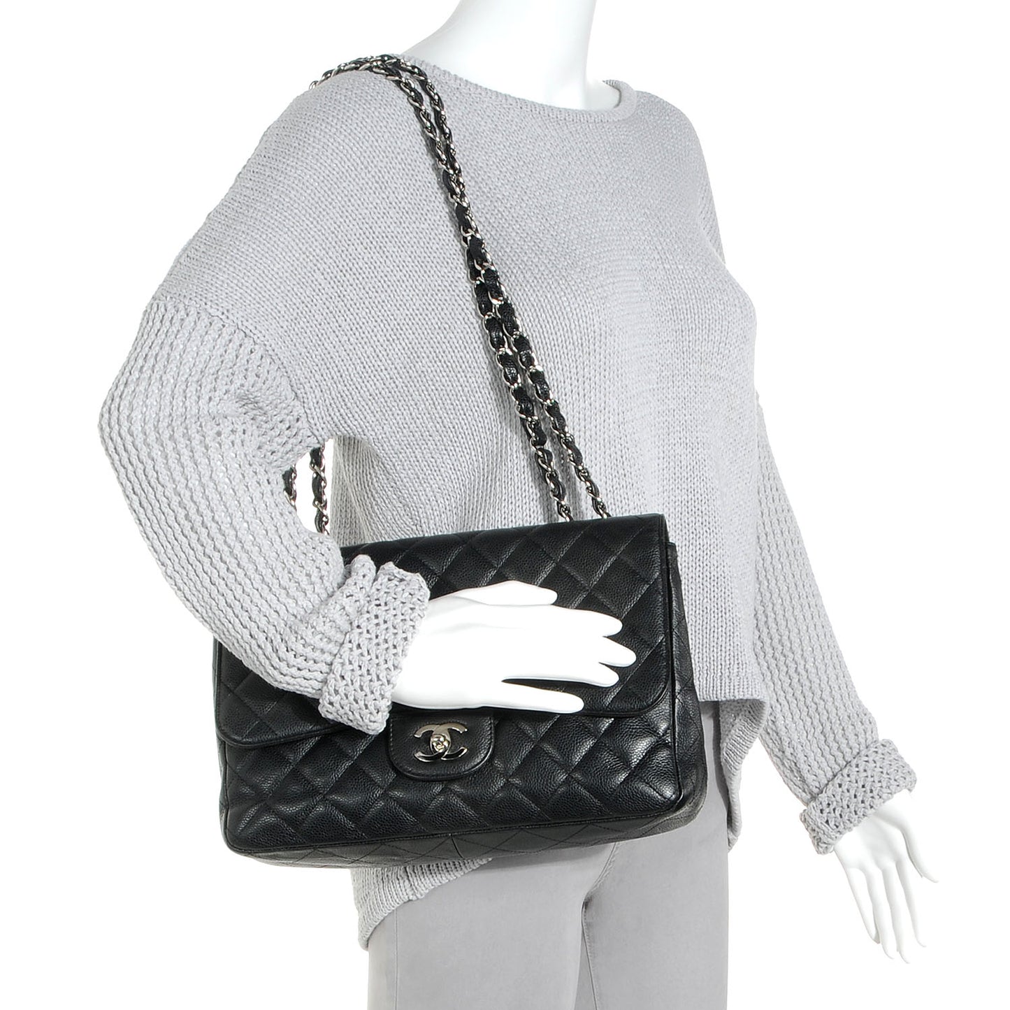 Caviar Jumbo Single Flap Black