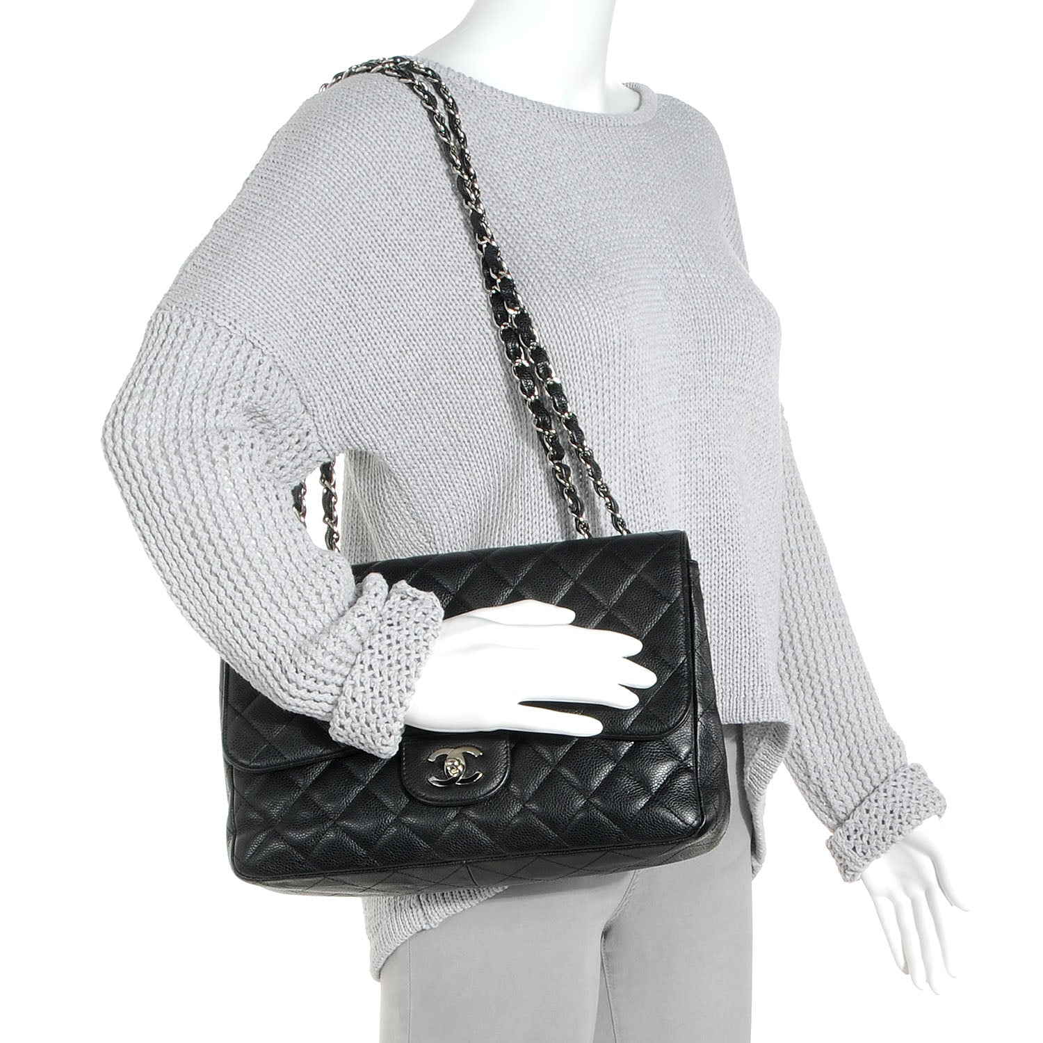Chanel Caviar Jumbo Single Flap Black 2 of 7