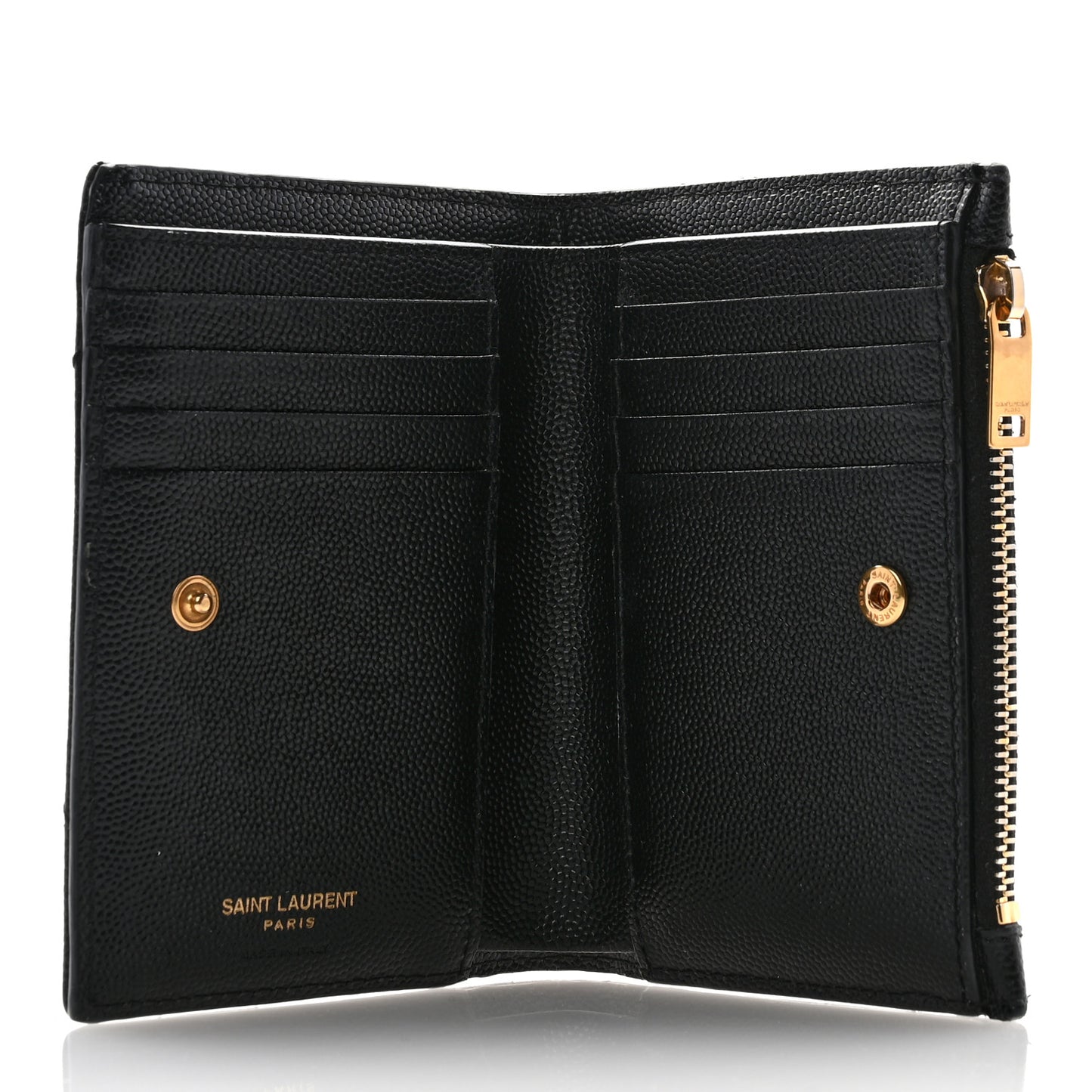 Grain De Poudre Matelasse Chevron Monogram Zipped Two-Part Wallet Black