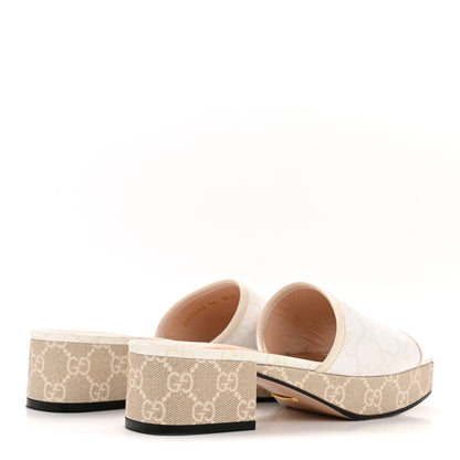 Gucci GG Supreme Monogram Malaga Kid Platform Mule Sandals 36 White Mystic White 5 of 10