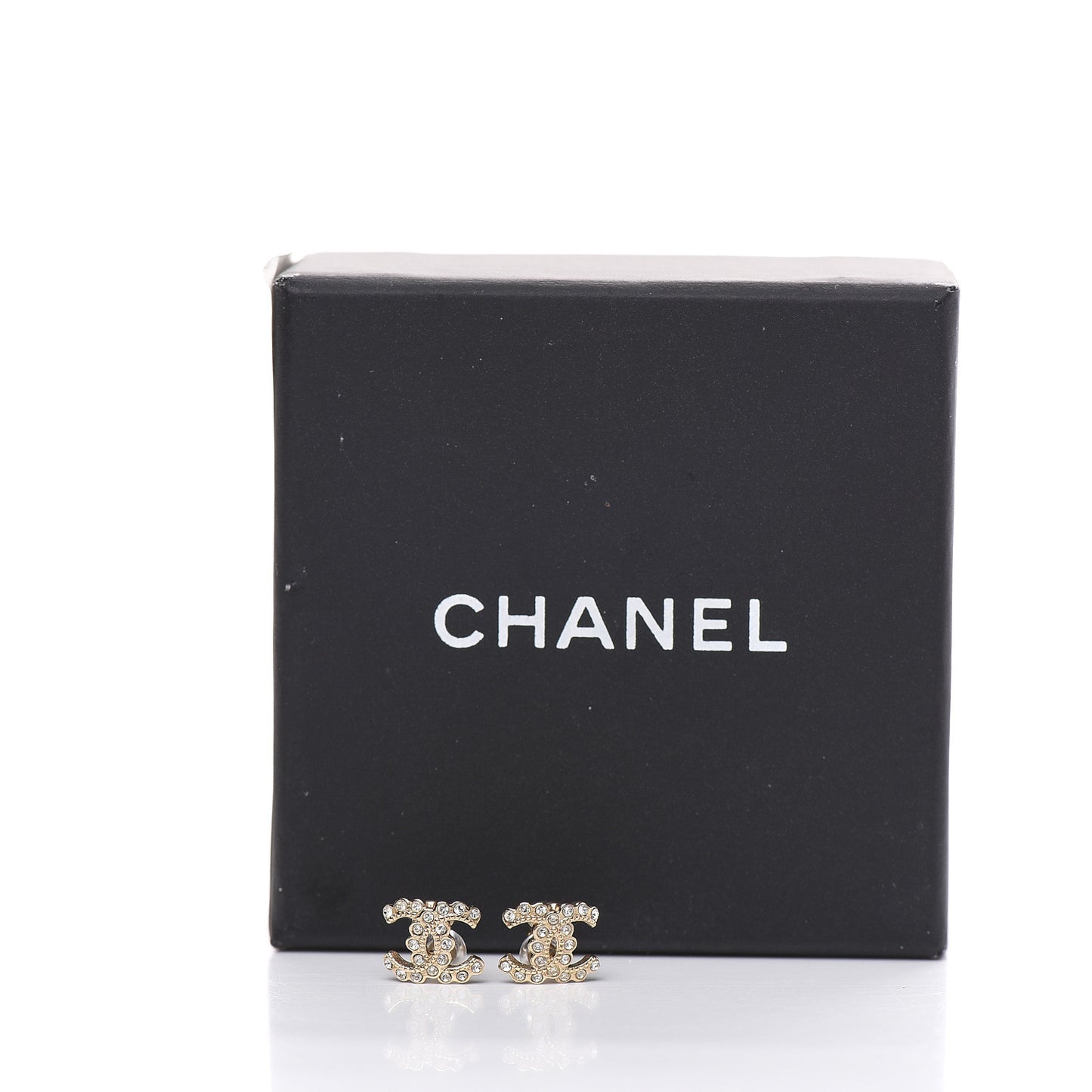 Crystal Mini CC Earrings Light Gold
