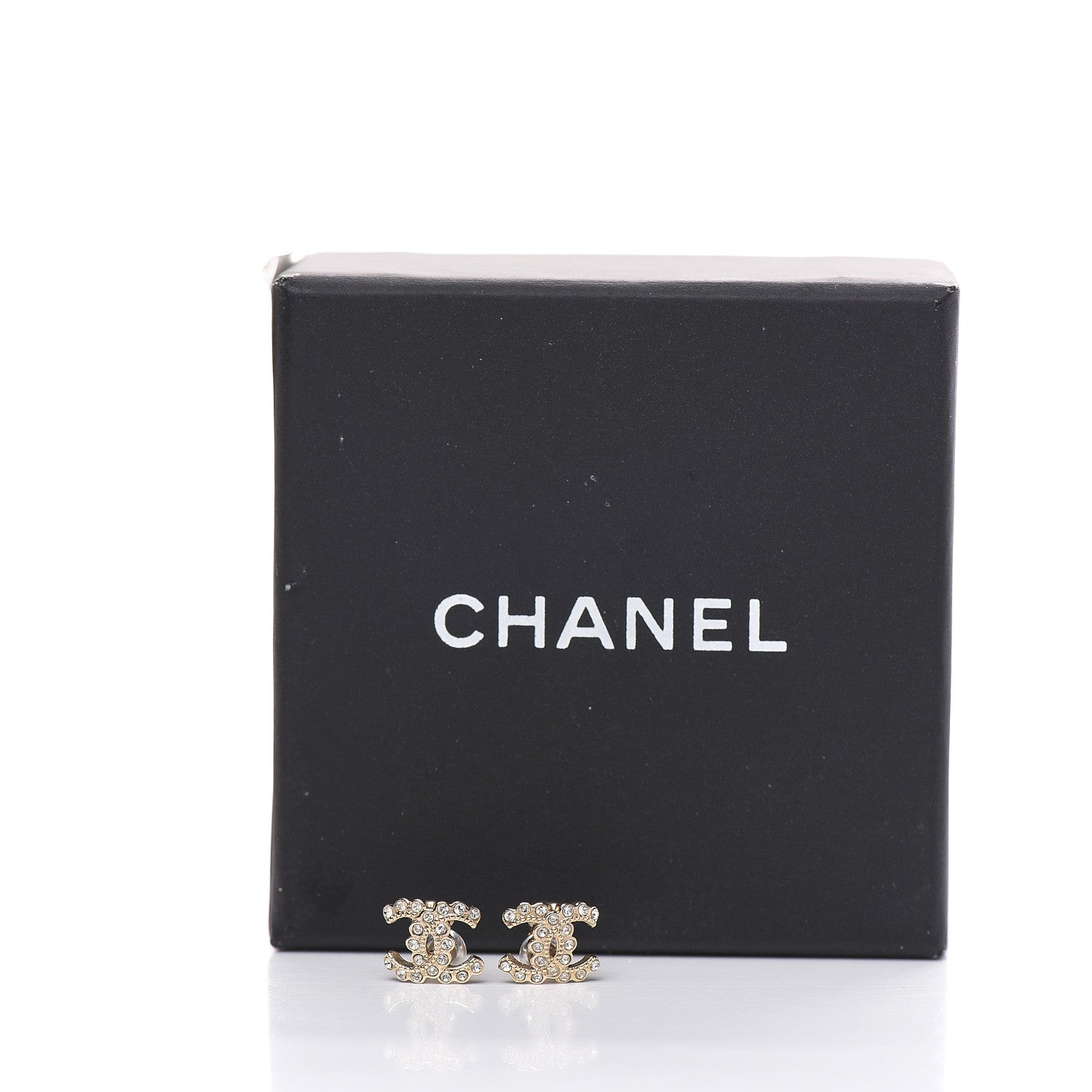 Chanel Crystal Mini CC Earrings Light Gold 5 of 5