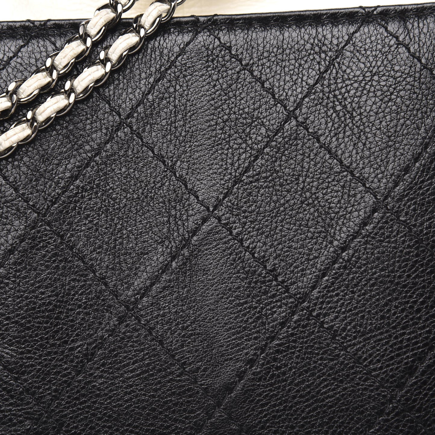 Aged Calfskin Quilted Gabrielle Bucket White Black