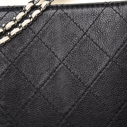 Chanel Aged Calfskin Quilted Gabrielle Bucket White Black 10 of 11