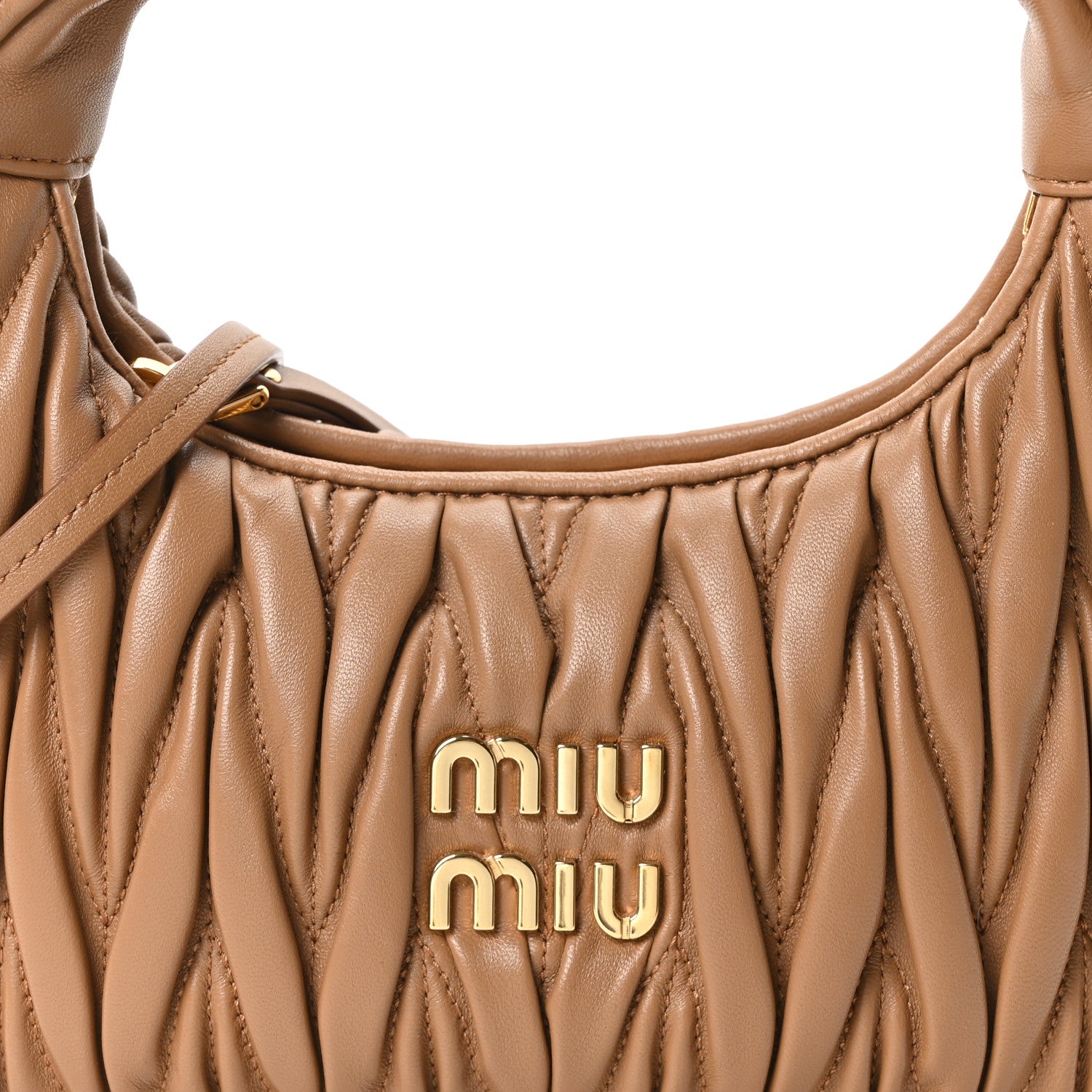 Miu Miu Nappa Matelasse Small Wander Hobo Caramel 7 of 9