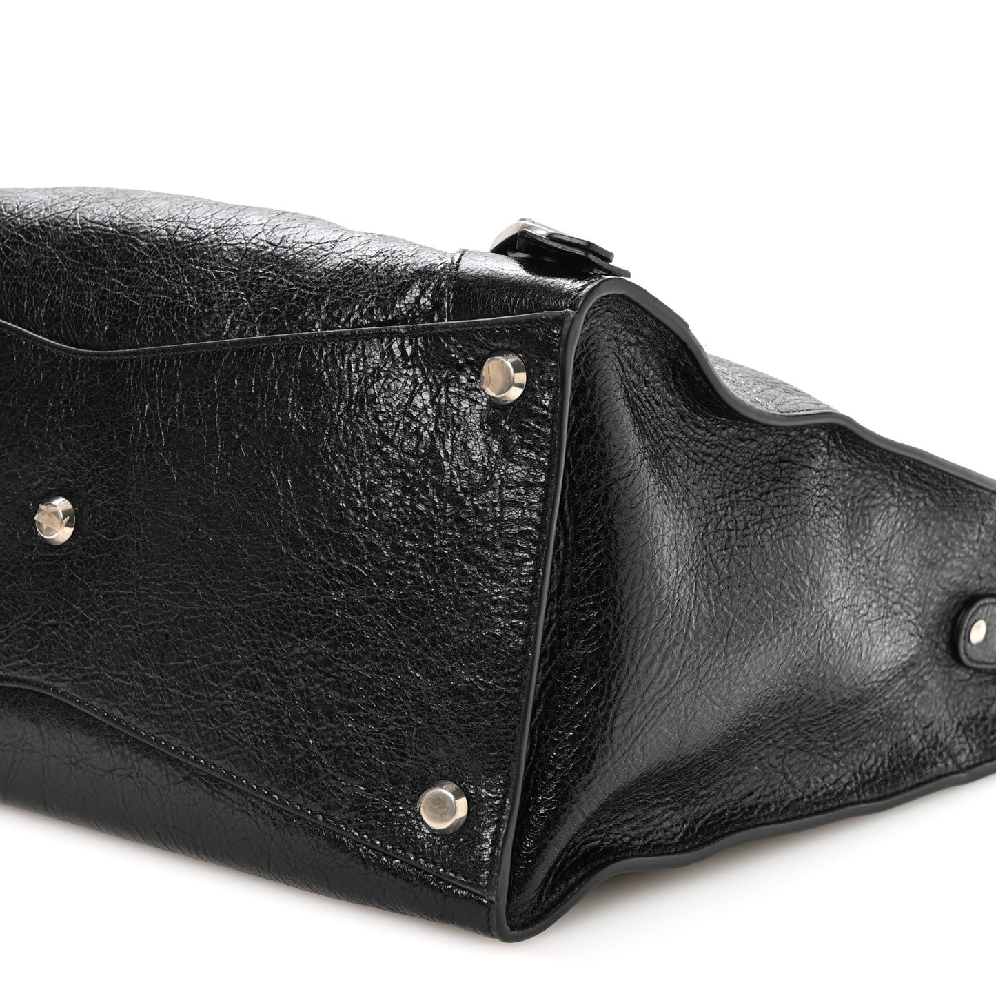 Agneau Arena Neo Classic Silver Hardware Large Upside Down Tote Black