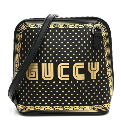 Gucci X SEGA Calfskin GUCCY Stars Mini Dome Shoulder Bag Black Gold 1 of 10