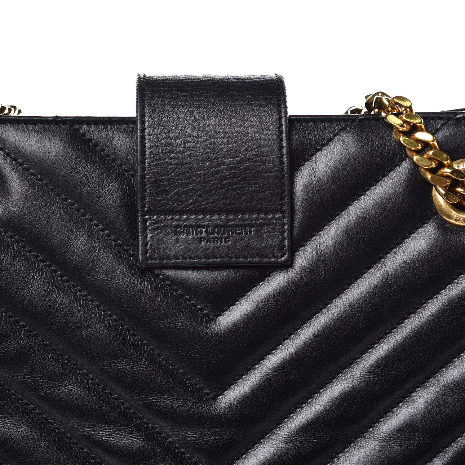 Saint Laurent Lambskin Matelasse Chevron Monogram Shopping Bag Black 16 of 16