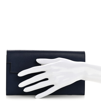 Hermes Chevre Chamkila Kelly Pocket Long Wallet Bleu Indigo 2 of 8