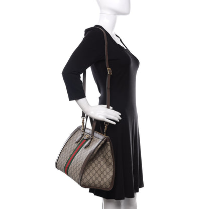 Gucci GG Supreme Monogram Web Medium Ophidia Tote Bag Brown 2 of 10