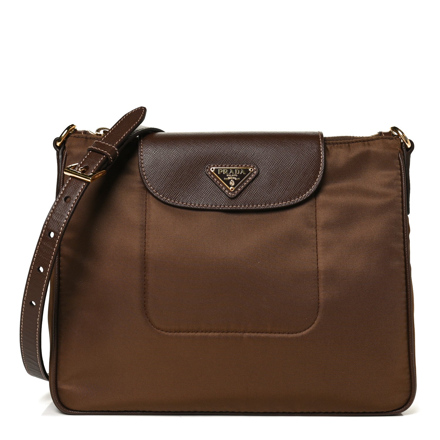 Prada Nylon Vela Saffiano Flat Flap Messenger Bag Corinto 1 of 12