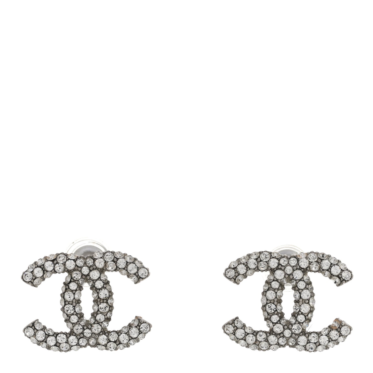 Chanel Crystal CC Earrings Silver 1 of 4